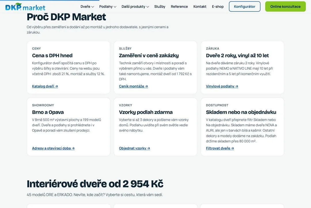 Sekce Proč DKP Market se šesti důvody